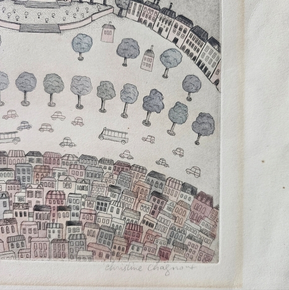 Christine Chagnoux Montmarte 1960s Signed Numbered Muted Water Color Litho Paris - Picture 10 of 16